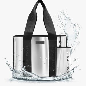 Case-Mate Jelly Tote Silver Chrome Beach Bag Pouch Accessory Large New with Tags